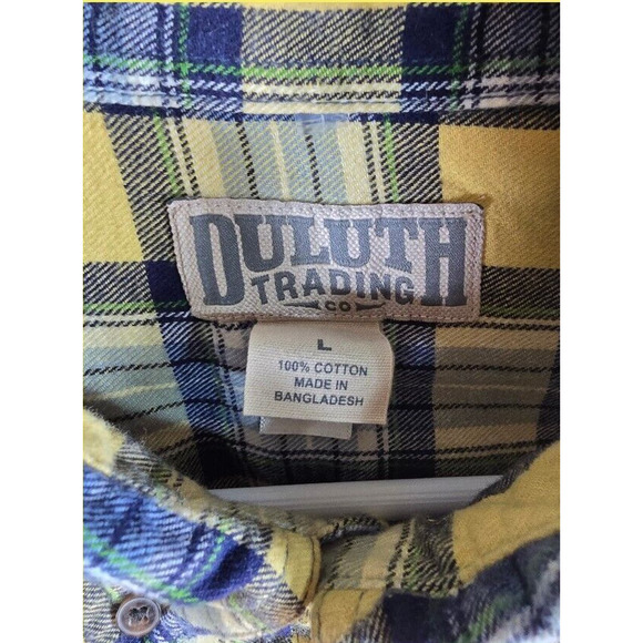 Duluth Trading Co Casual Shirt Men Size L Button Long Sleeve Blue,‎ Yellow. - Picture 5 of 8